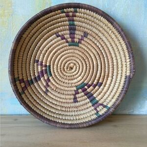 Handwoven Natural and Purple Basket